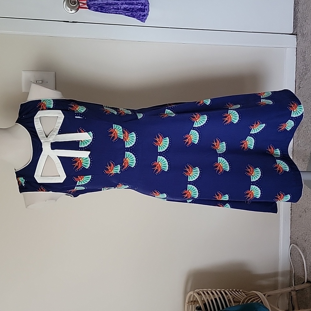 50s Vintage inspired swing dress.  Bow cutout. Retro pinup